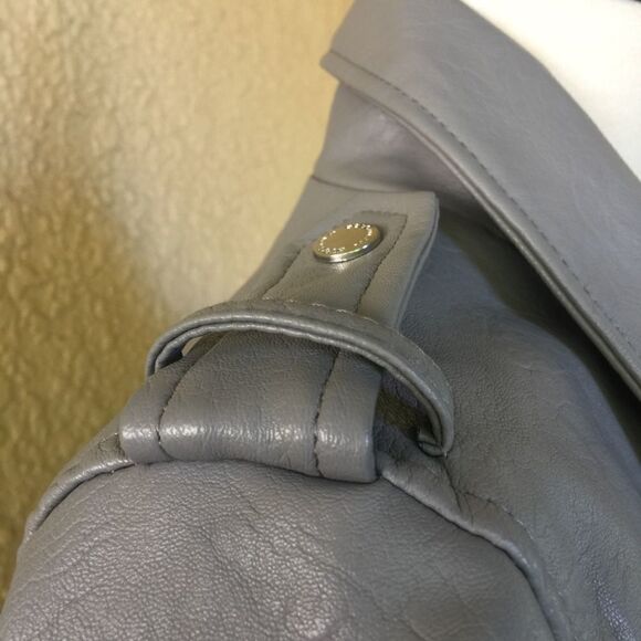 BCBG Faux Leather Front Zip Jacket Gray S - Picture 4 of 8